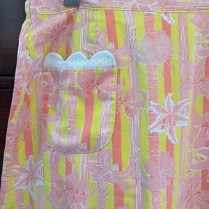 Lilly Pulitzer Vintage “The Lilly” Floral Print Stripe Skirt Patch Pocket